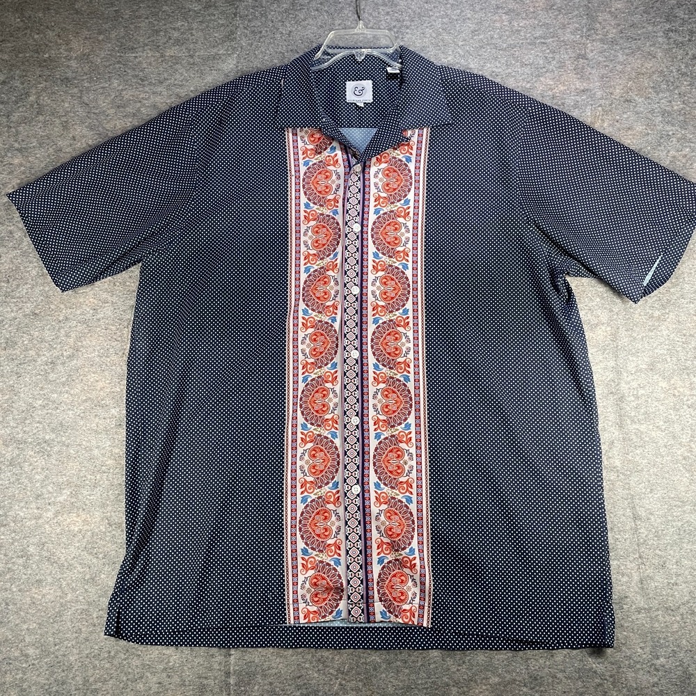 Kilburn Finch Bowling Shirt Mens 3XL Blue Polka Dot Short Sleeve Button